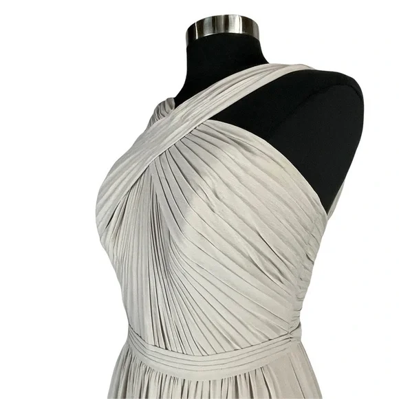 WATTERS MICAH SANDSTONE CRINKLE CHIFFON A LINE HALTER BRIDESMAID FORMAL GOWN - Picture 7 of 16